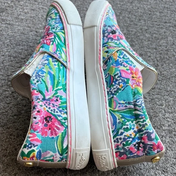 Lilly Pulitzer Women's Slip On Canvas Sneaker Shoes Tropical Floral; Sz: 8; EUC - Picture 4 of 7